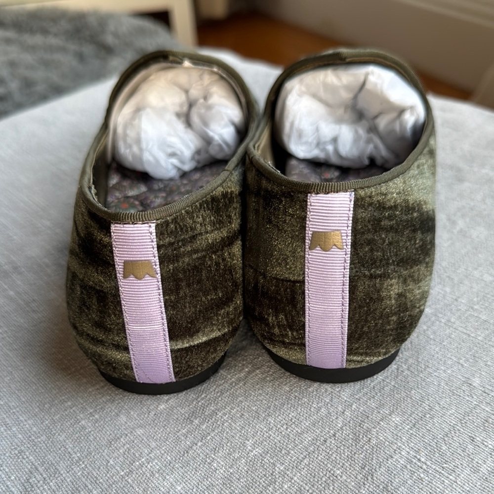 Birdies The Heron Loafers Green Crushed Velvet Flats Sz 7 - Picture 8 of 11